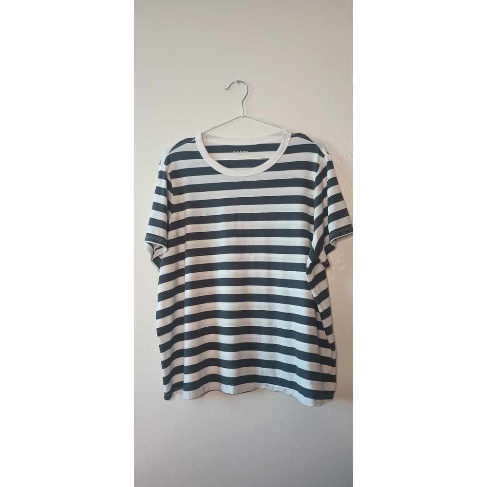 Old Navy Everywear Womens XL Black White Striped Short Sleeve Crew Neck Top